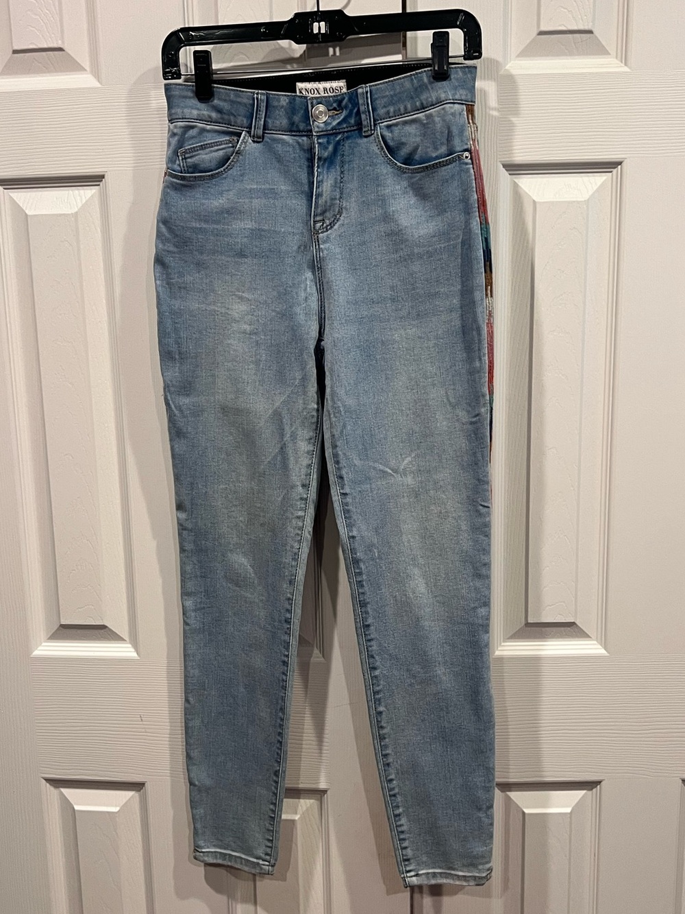 Knox Rose Light Wash Skinny Jeans with Side Stripe
